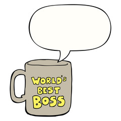 worlds best boss mug and speech bubble