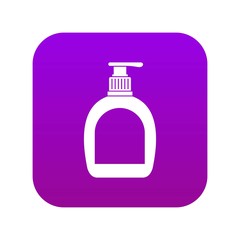 Bottle with liquid soap icon digital purple for any design isolated on white vector illustration