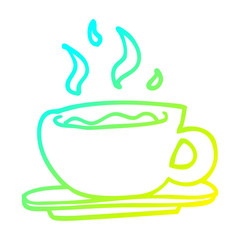 cold gradient line drawing cartoon coffee cup