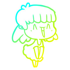 cold gradient line drawing cartoon woman