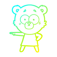cold gradient line drawing nervous polar bear cartoon
