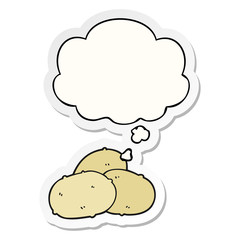 cartoon potatoes and thought bubble as a printed sticker