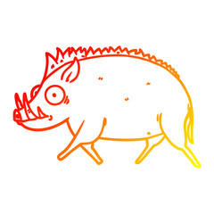 warm gradient line drawing cartoon wild boar