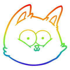 rainbow gradient line drawing cartoon cat face