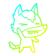 cold gradient line drawing angry wolf cartoon