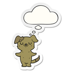 cartoon puppy and thought bubble as a printed sticker