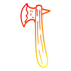 warm gradient line drawing cartoon old axe
