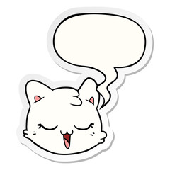 cartoon cat face and speech bubble sticker