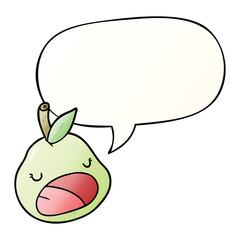 cute cartoon pear and speech bubble in smooth gradient style