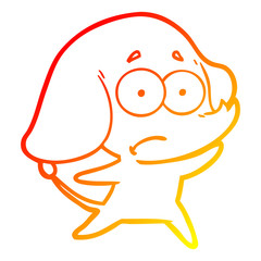 warm gradient line drawing cartoon unsure elephant