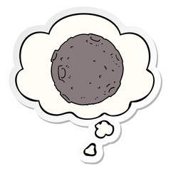 cartoon moon and thought bubble as a printed sticker