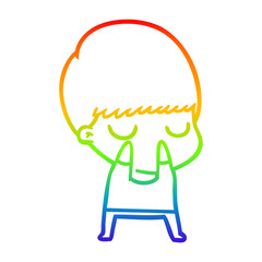 rainbow gradient line drawing cartoon calm boy