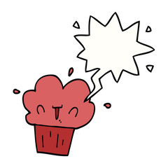 cartoon cupcake and speech bubble