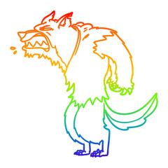 rainbow gradient line drawing angry werewolf cartoon