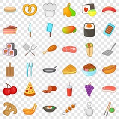 Knife icons set. Cartoon style of 36 knife vector icons for web for any design