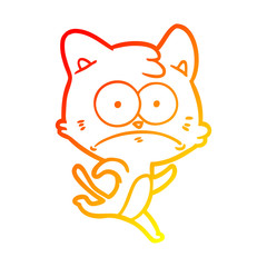 warm gradient line drawing cartoon nervous cat