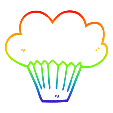 recommend clip art: rainbow gradient line drawing cartoon cupcake