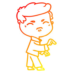 warm gradient line drawing cartoon annoyed man pointing finger