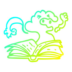 cold gradient line drawing cartoon spell book