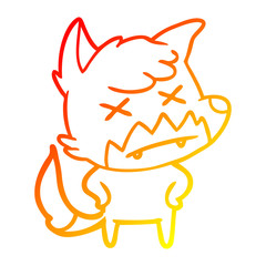 warm gradient line drawing cartoon dead fox