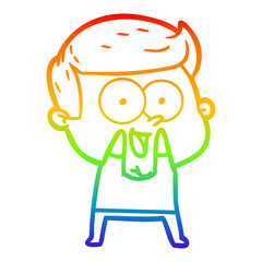 rainbow gradient line drawing cartoon happy man