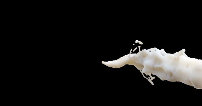 Slow-motion milk dropping and splashing forming a beautiful crown splash