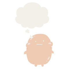 cartoon human and thought bubble in retro style