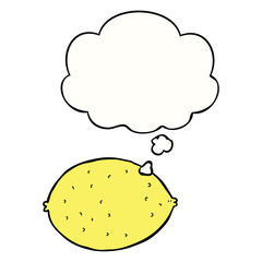 cartoon lemon and thought bubble