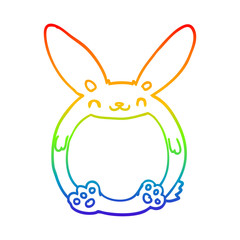 rainbow gradient line drawing cartoon rabbit