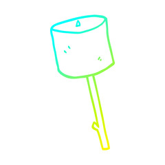 cold gradient line drawing cartoon marshmallow on stick