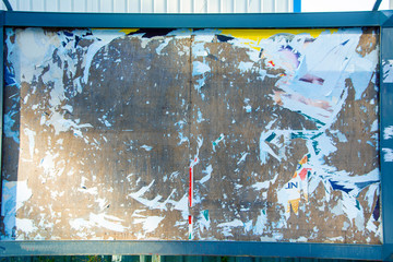 Blank torn billboard, Dirty billboard photographed from above