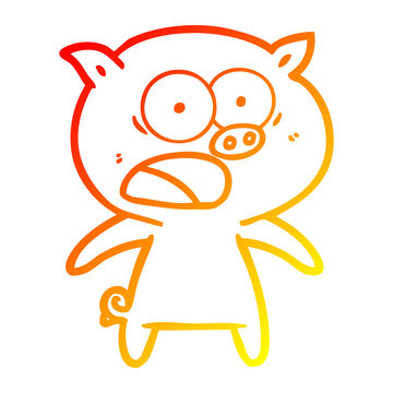 recommend clip art: warm gradient line drawing cartoon pig shouting