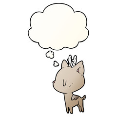 cartoon deer and thought bubble in smooth gradient style