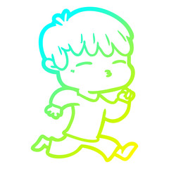 cold gradient line drawing cartoon curious boy