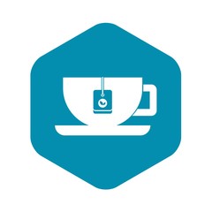 Cup of tea with tea bag icon. Simple illustration of cup of tea vector icon for web