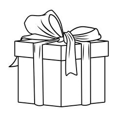 gift box with ribbon icon in black and white pop art