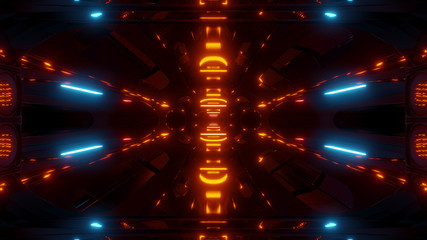 futuristic scifi background wallpaper background with orange glow 3d render