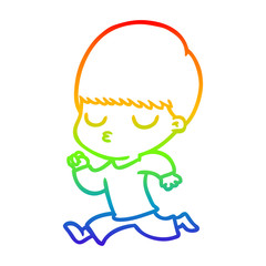 rainbow gradient line drawing cartoon calm boy