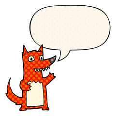 cartoon wolf and speech bubble in comic book style