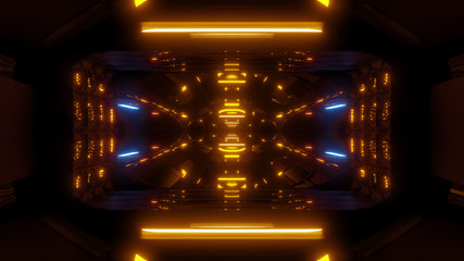 futuristic scifi background wallpaper background with yellow glow 3d render