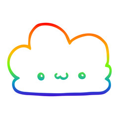 rainbow gradient line drawing cute cartoon cloud