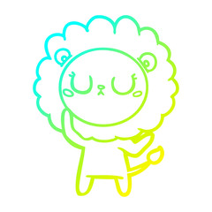 cold gradient line drawing cartoon lion