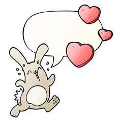 cartoon rabbit in love and speech bubble in smooth gradient style