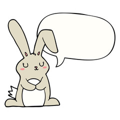 cartoon rabbit and speech bubble