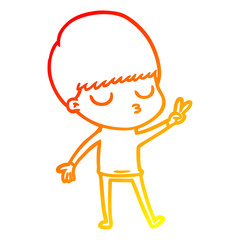 warm gradient line drawing cartoon calm boy