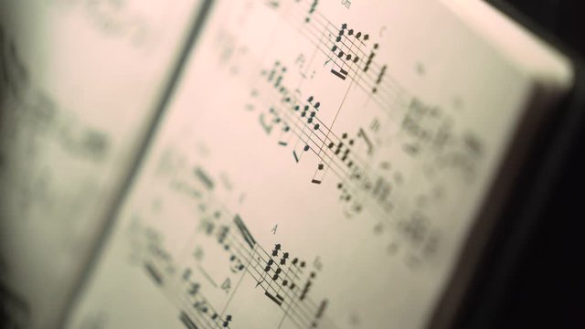 Rack focus of a sheet music