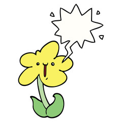 cartoon flower and speech bubble