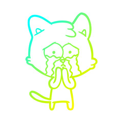 cold gradient line drawing cartoon cat