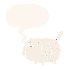 cute funny cartoon dog and speech bubble in retro style