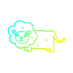 cold gradient line drawing cartoon happy lion